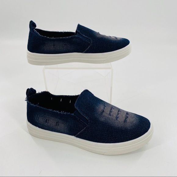 Private Label Shoes - Slip On Blue Jean Distressed Sneakers